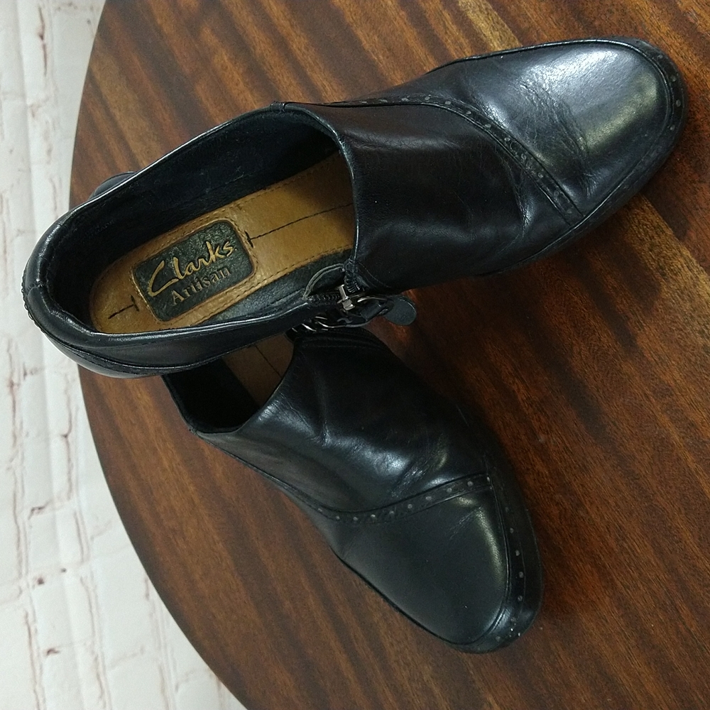 Clarks Black Leather Ankle Boots